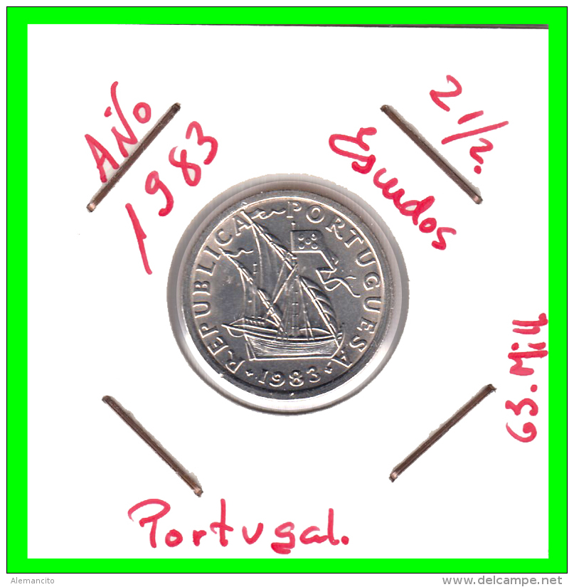 PORTUGAL/MONEDA RÉPUBLICA &gt; 2.5 ESCUDOS AÑO 1983 - Portugal