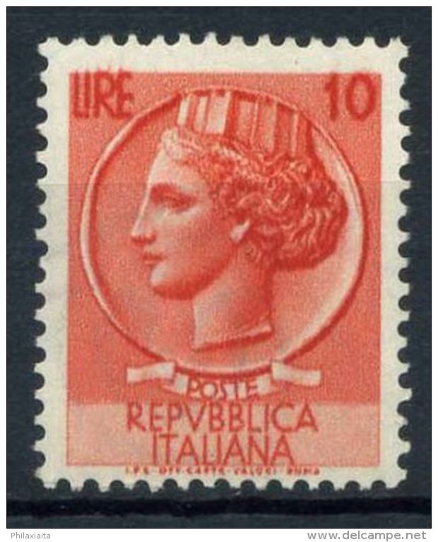 Italia Repubblica 1953 Sass. 711 Nuovo ** 100% Italia Turrita 10 L. - 1946-60: Mint/hinged