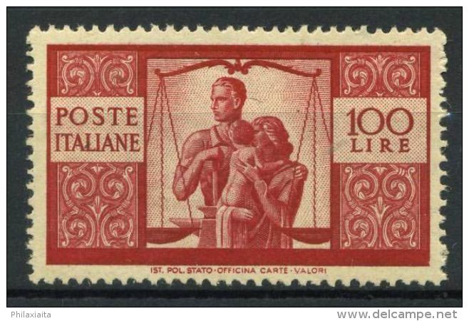 Italia Repubblica 1945 Sass. 565 Nuovo ** 100% Ferma Diena. Democratica 100 L. - 1946-60: Mint/hinged