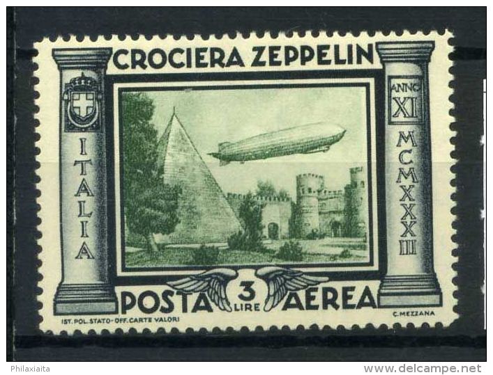 Italia Regno 1933 Sass. 45 Nuovo * 100% Posta Aerea Crociera Zeppelin - Airmail