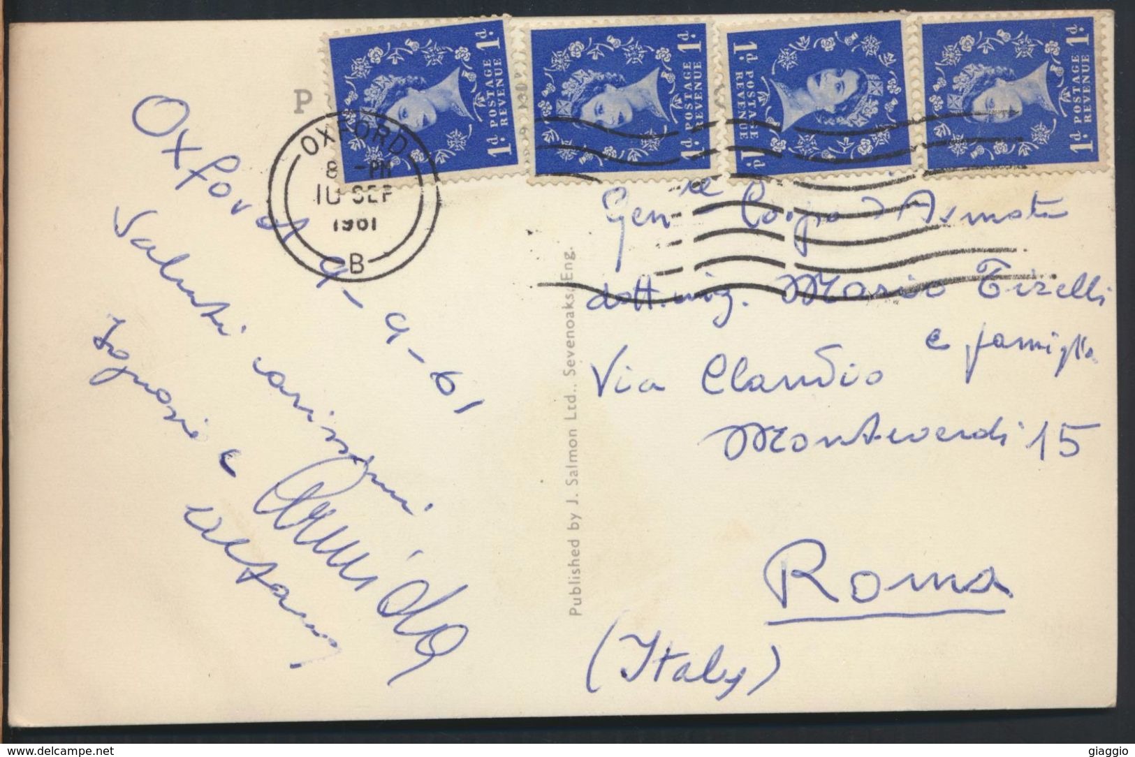 °°° 8919 - UK - OXFORD - WADHAM COLLEGE AND PARKS ROAD - 1961 With Stamps °°° - Oxford