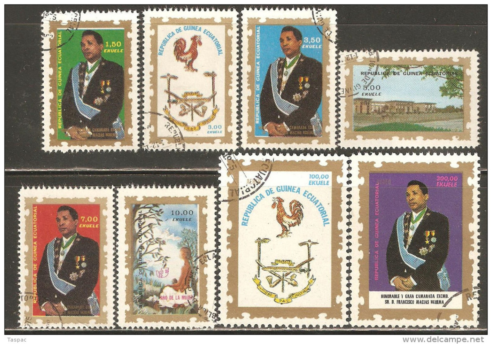 Equatorial Guinea 1975 Mi# 752-759 Used - Definitives: President Macias, Coat Of Arms, International Women's Year - Äquatorial-Guinea