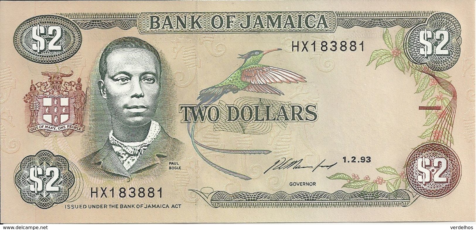 JAMAIQUE 2 DOLLARS 1993 UNC P 69 E - Jamaica