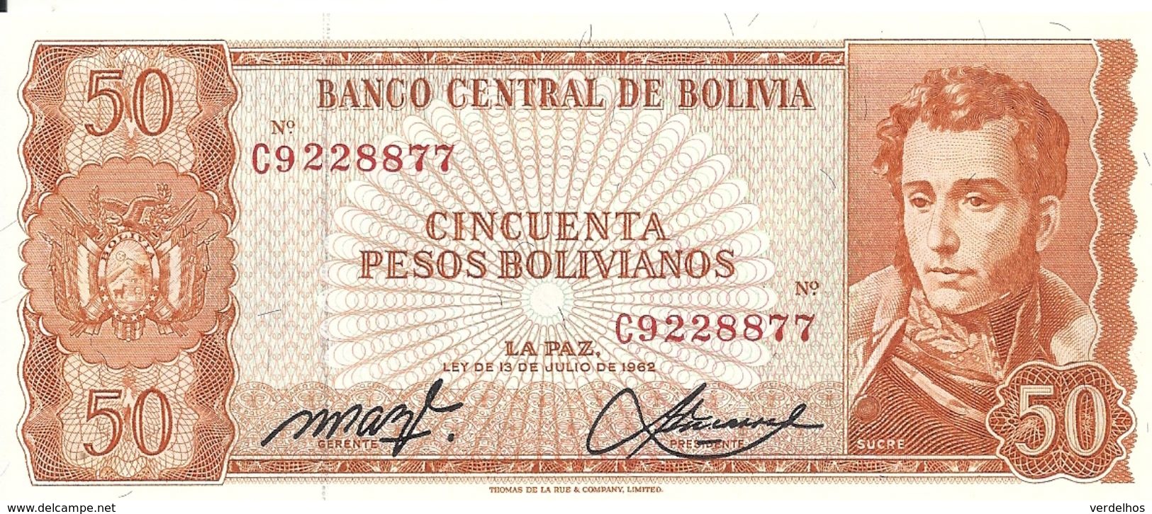 BOLIVIE 50 PESOS BOLIVIANOS  L1962 UNC P 162 - Bolivia