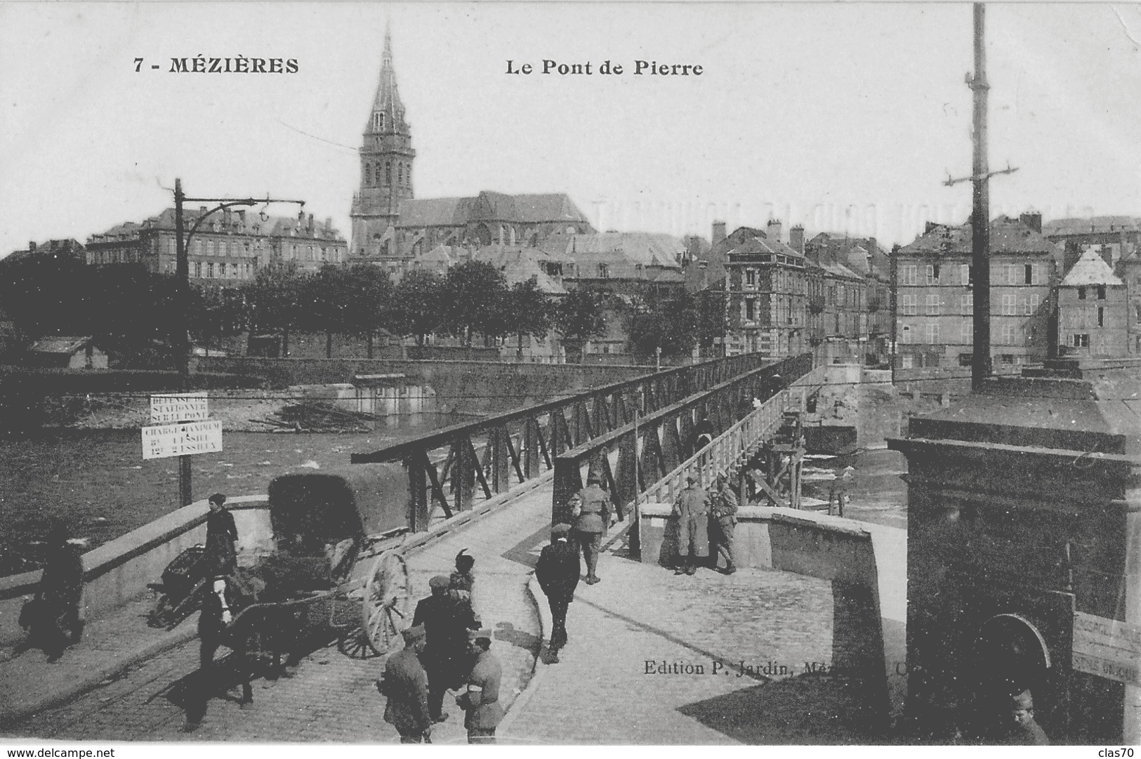 MEZIERES - LE PONT DE PIERRE - MAGNIFIQUE ANIMATION - 1921 - Charleville