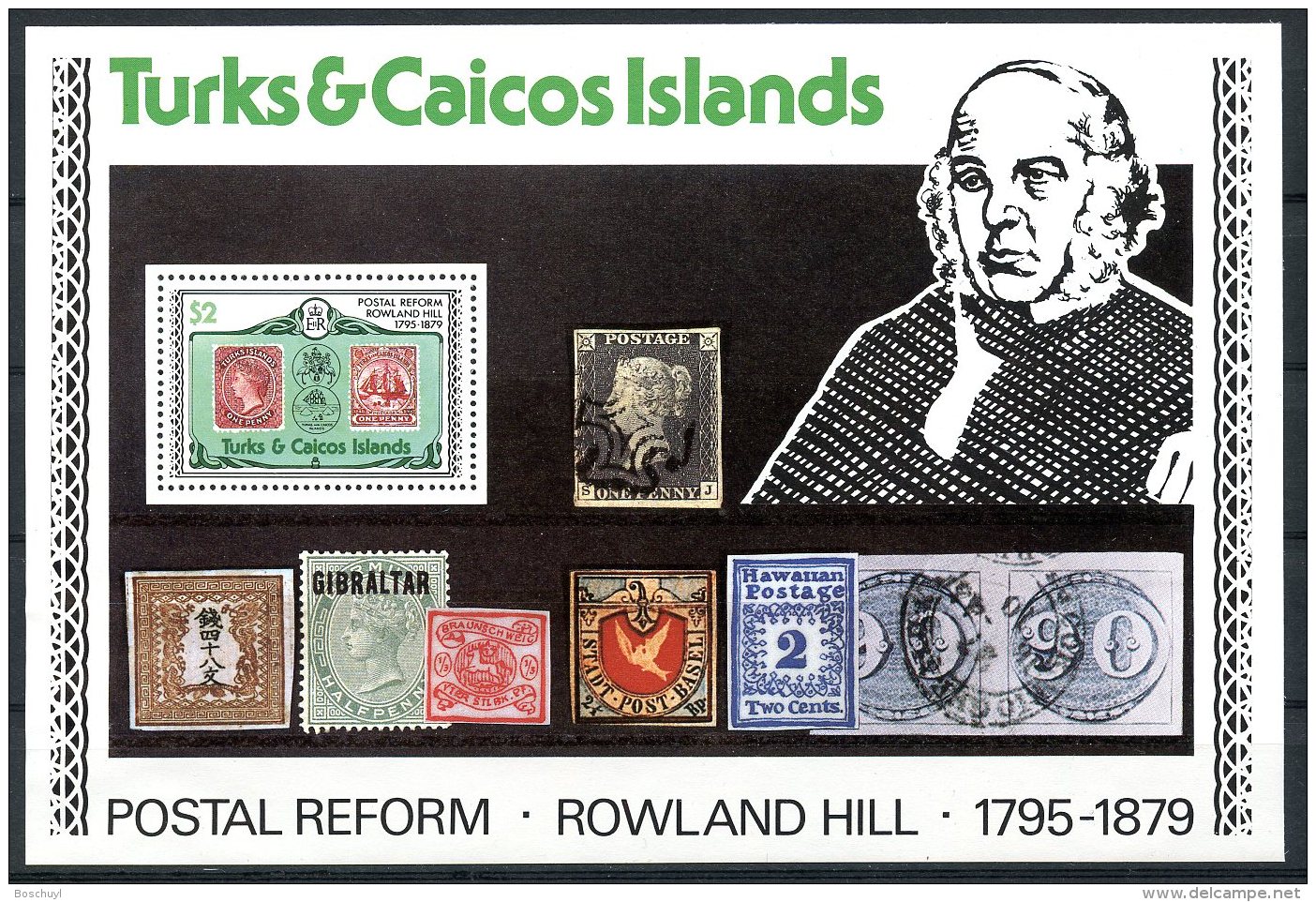 Turks And Caicos Islands, 1979, Rowland Hill, UPU, Stamps, MNH, Michel Block 16 - Turks & Caicos (I. Turques Et Caïques)