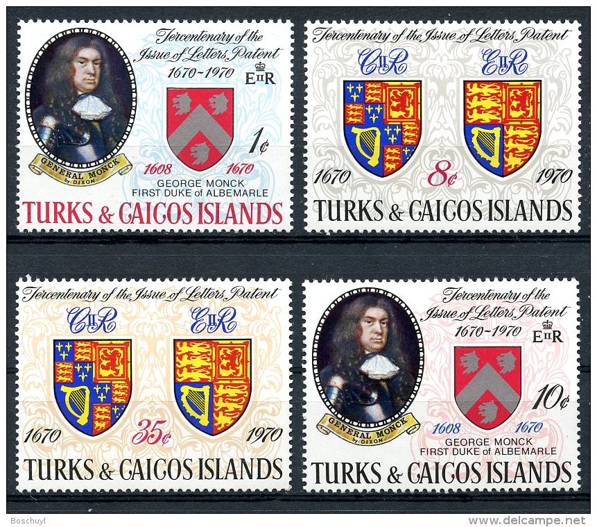 Turks And Caicos Islands, 1970, Patents, Heraldry, MNH, Michel 255-258 - Turks & Caicos (I. Turques Et Caïques)