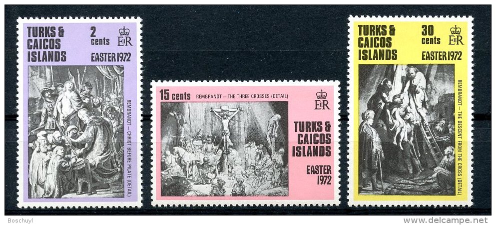 Turks And Caicos Islands, 1972, Easter, Rembrandt Paintings, MNH, Michel 292-294 - Turks & Caicos (I. Turques Et Caïques)