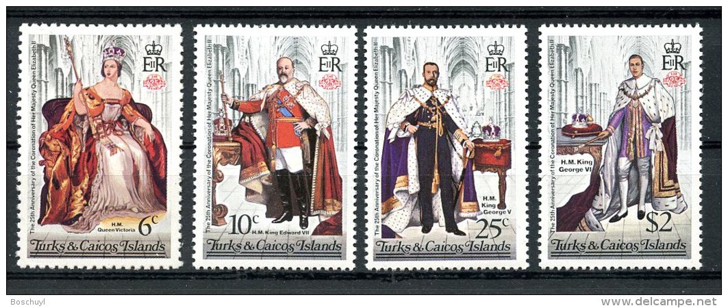 Turks And Caicos Islands, 1978, Coronation Jubilee Queen Elizabeth II, MNH, Michel 385-388A - Turks & Caicos (I. Turques Et Caïques)