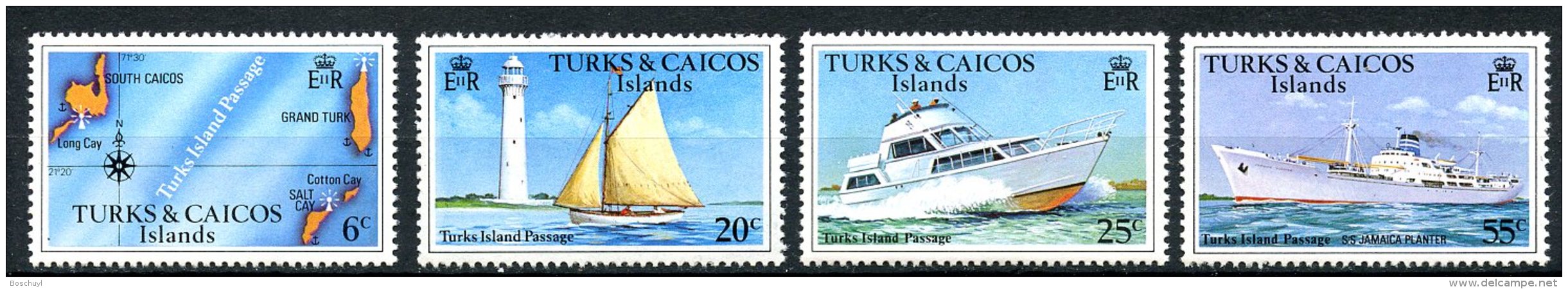 Turks And Caicos Islands, 1978, Ships, Boats, Routes, MNH, Michel 381-384 - Turks & Caicos (I. Turques Et Caïques)