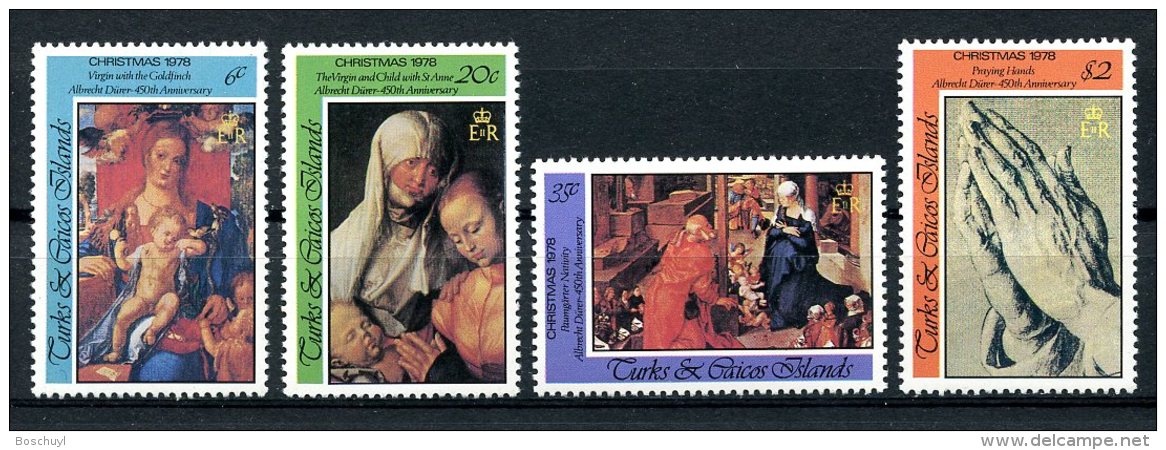 Turks And Caicos Islands, 1978, Christmas, Durer Paintings, MNH, Michel 420-423 - Turks & Caicos (I. Turques Et Caïques)