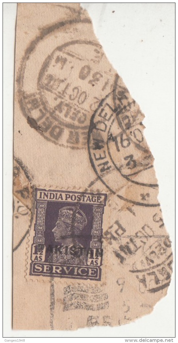 Pakistan  KG VI  1.5A Service Local  Print  Used  On Piece   #  01436   Sd  Inde  Indien - Pakistan