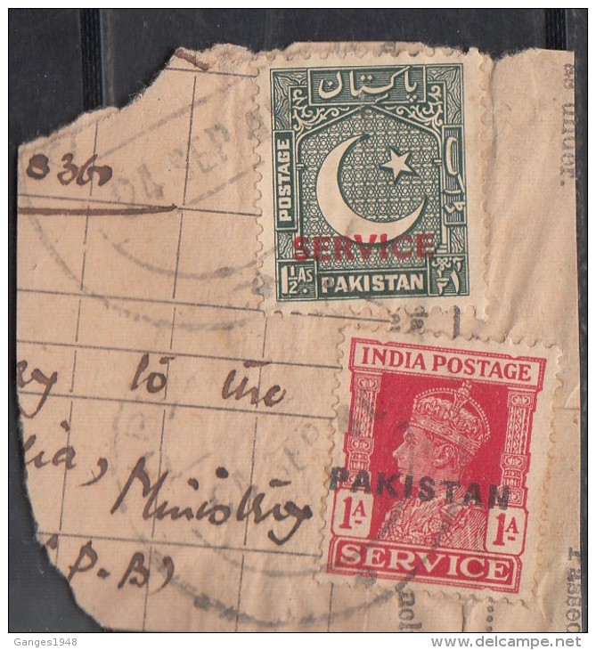 Pakistan  KG VI   1A  VARIETY  Service Local  Print  Used  On Piece   #  01466   Sd  Inde  Indien - Pakistan