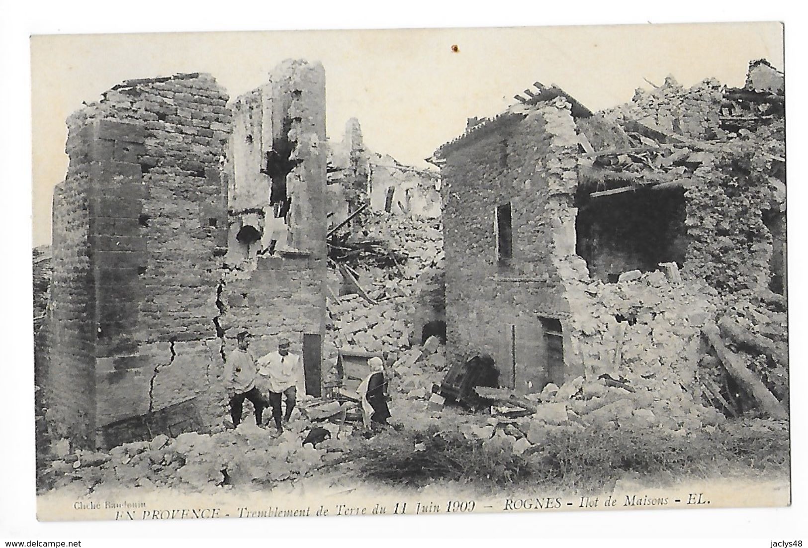 ROGNES  (cpa 13)  Tremblement De Terre Du 11 Juin 1909, Ilôt De Maisons -   -L 1 - Autres & Non Classés