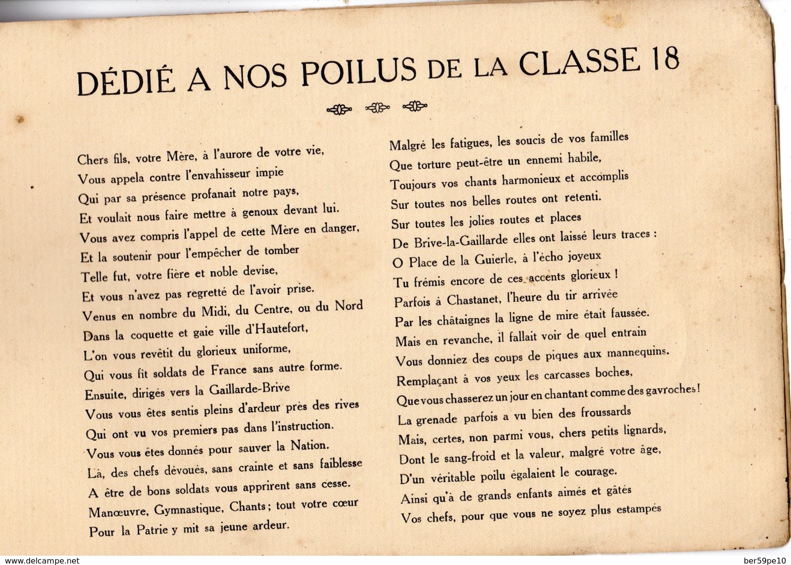 LIVRET RELIE  SOUVENIR DE L'INSTRUCTION DE LACLASSE 1918 84e REG. D'INFANTERIE 29e COMPAGNIE BRIVE AVRIL-OCTOBRE 1917