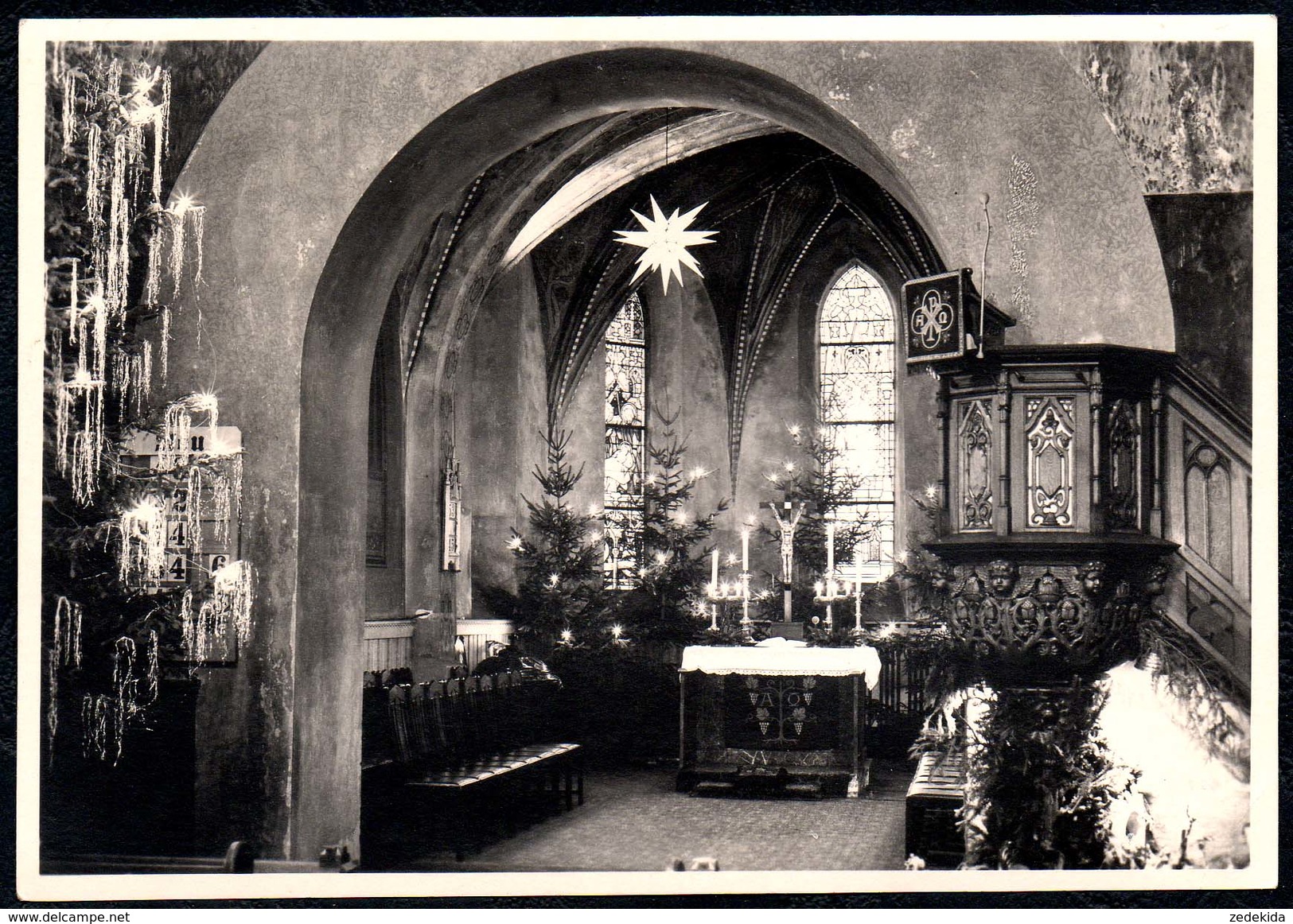 A7598 - Altes Foto - Meerane - Kirche St. Martin - Weihnachten 1956 - Innenansicht - Augsten TOP - Meerane