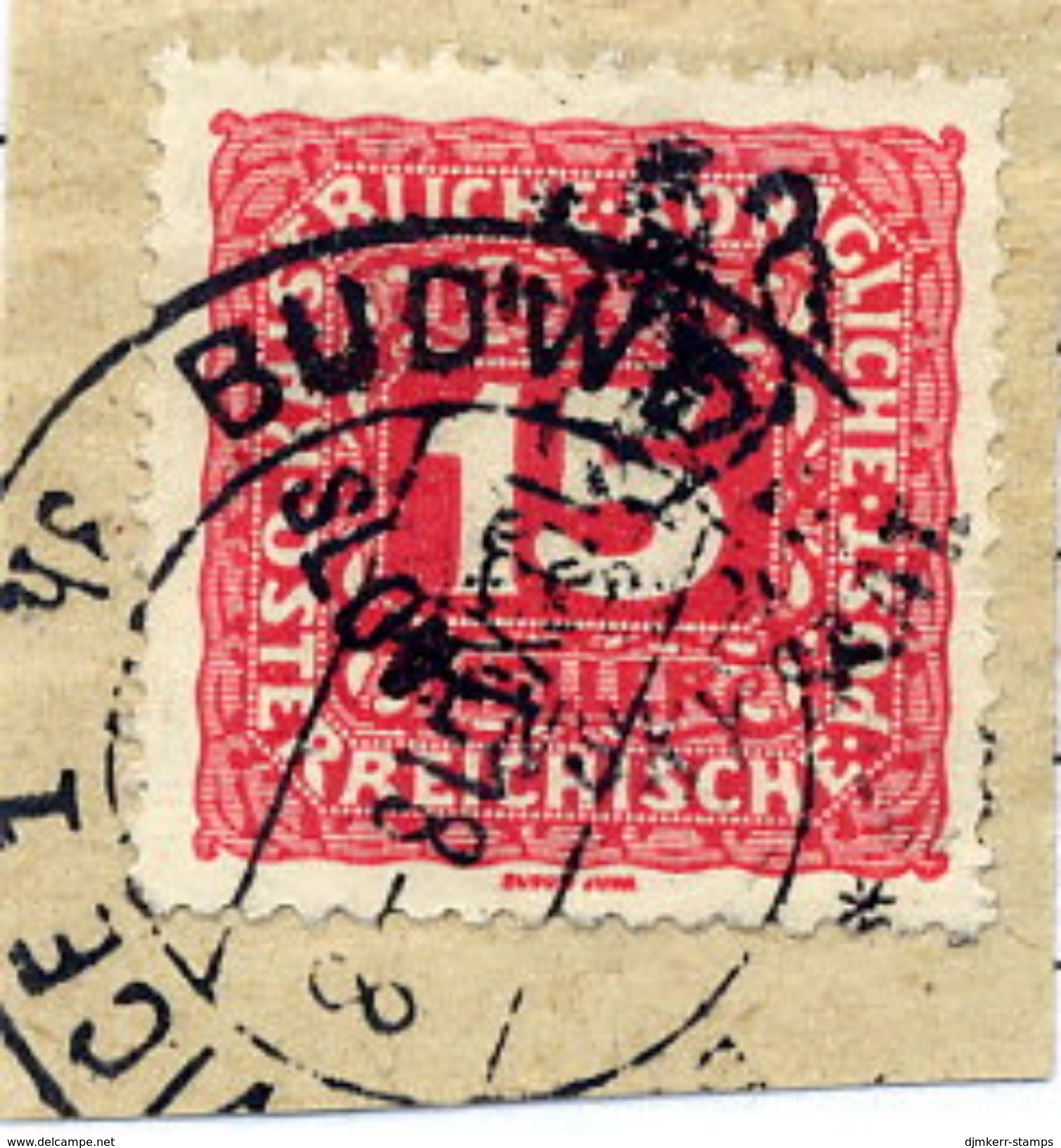 CZECHOSLOVAKIA 1918 Budejovice Local Handstamp On Postage Due 15 H. Used.  Michel 110 - Used Stamps