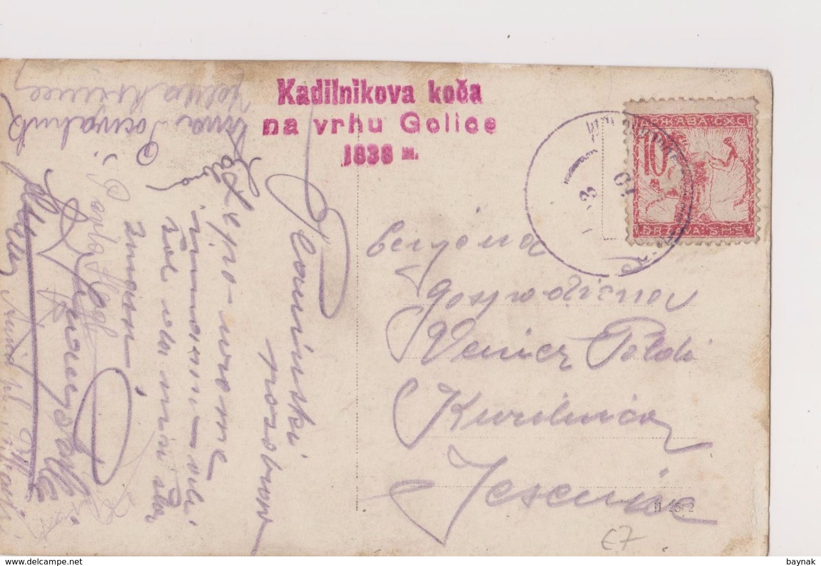 V3  >  SLOVENIA   --  VERIGARI, CHAINBREAKERS  --   POSTCARD _.KADILNIKOVA KOCA NA VRHU GOLICE  --  1919 - Slovénie