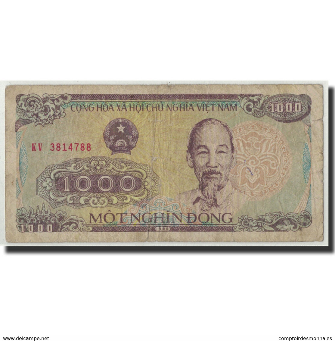 Billet, Viet Nam, 1000 D<ox>ng, 1988, KM:106a, B+ - Vietnam