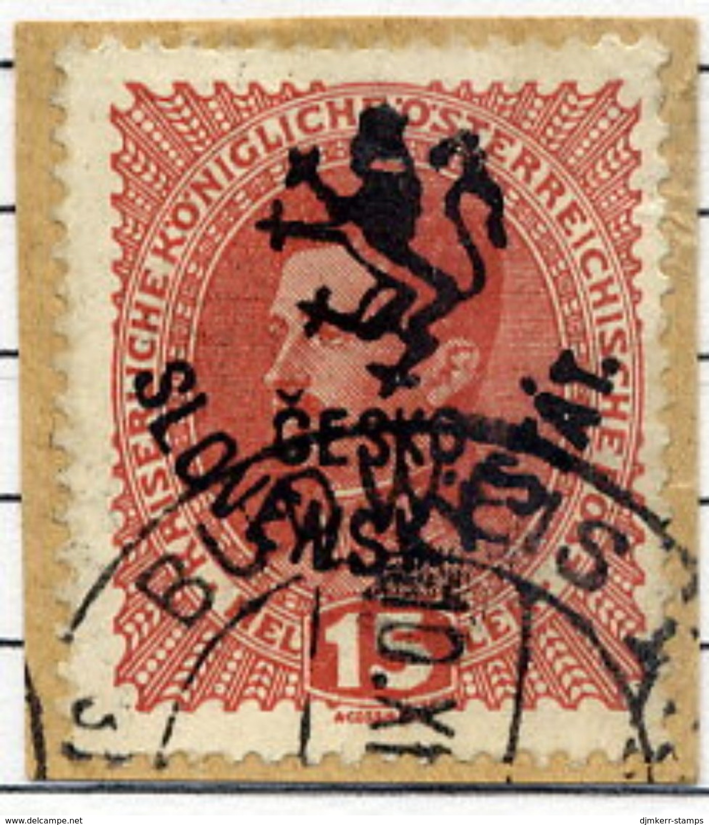 CZECHOSLOVAKIA 1918 Budejovice Local Handstamp On Karl I 15 H. Used.  Michel 104 - Used Stamps