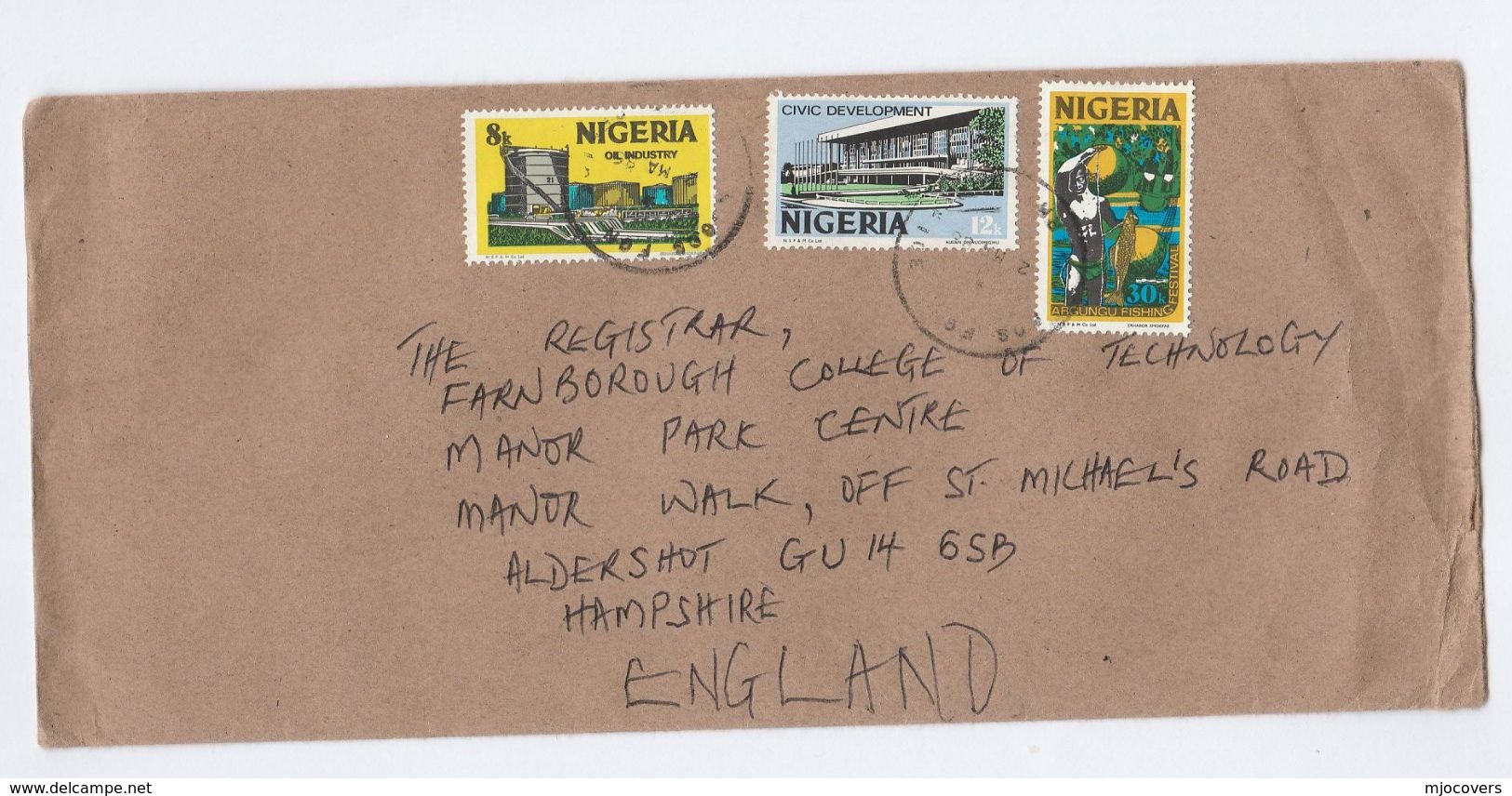 1985 NIGERIA COVER Stamps OIL INDUSTRY , FISH, CIVIC  To GB Energy Minerals Petrochemicals - Oil