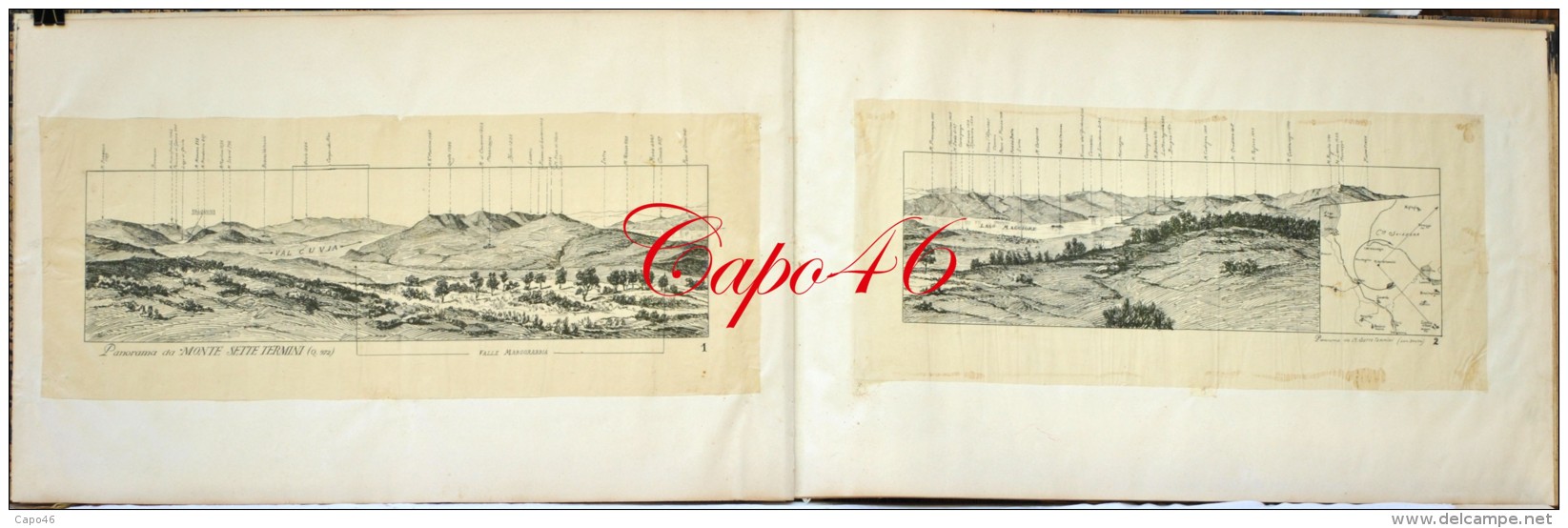 LINEA CADORNA - ALBUM CON 37 GRANDI DISEGNI ORIGINALI ESEGUITI A PENNA NEL 1917 DALL'UFFICIALE VITTORIO RAFFINI - Documenti