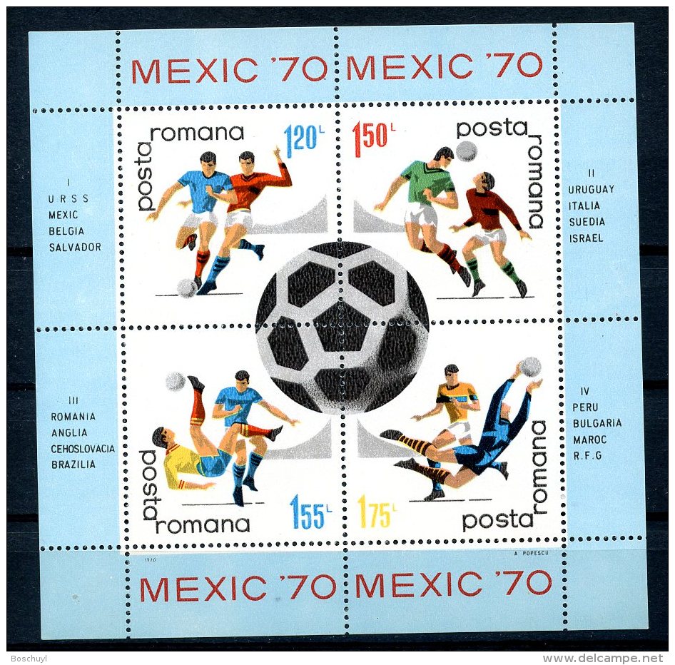 Romania, 1970, Soccer World Cup Mexico, Football, MNH, Michel Block 75 - Autres & Non Classés