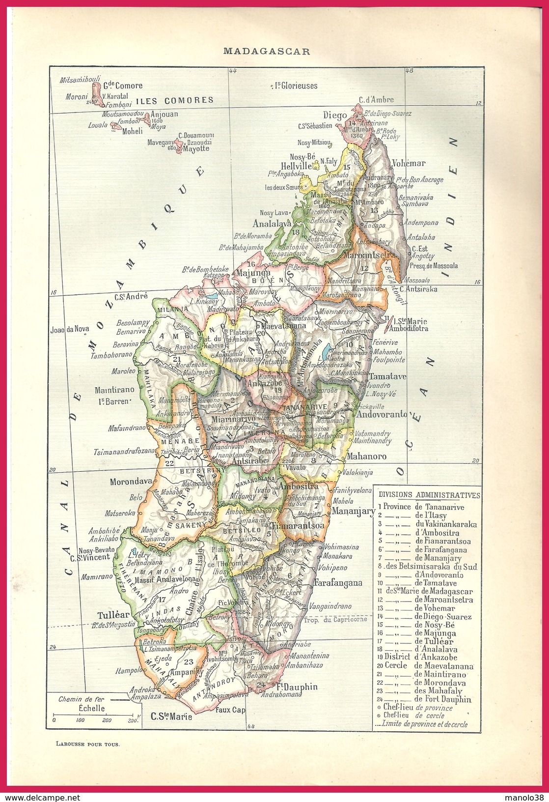 Carte De Madagascar Larousse 1907 - Non Classés