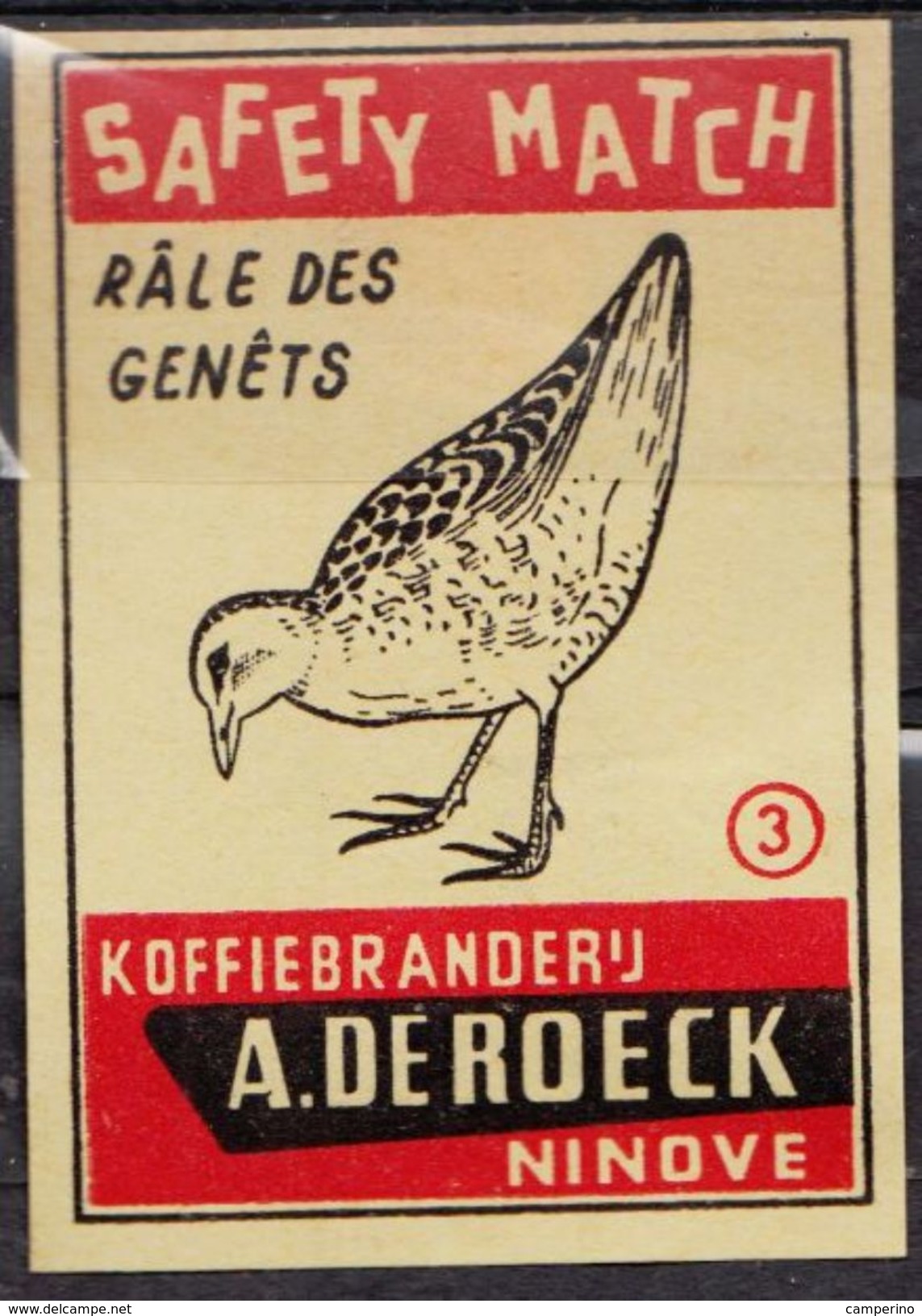 Râle Des Genets Oiseau étiquette Allumettes Matchbox Label Made In BELGIUM A Deroek Ninove Oiseaux - Matchbox Labels