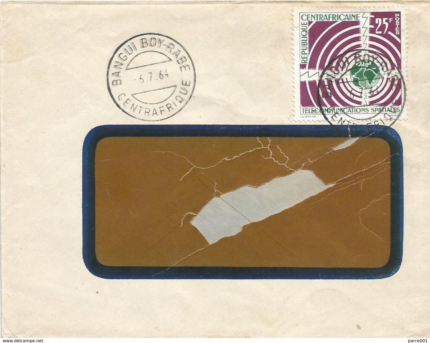 Centrafrique RCA CAR 1964 Bangui Boy-Rabe Satellite Space Telecommunication Cover - Centraal-Afrikaanse Republiek