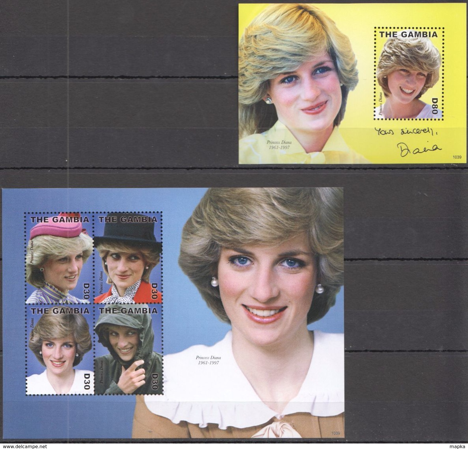 I44 2010 GAMBIA FAMOUS PEOPLE PRINCESS DIANA 1KB+1BL MNH - Femmes Célèbres