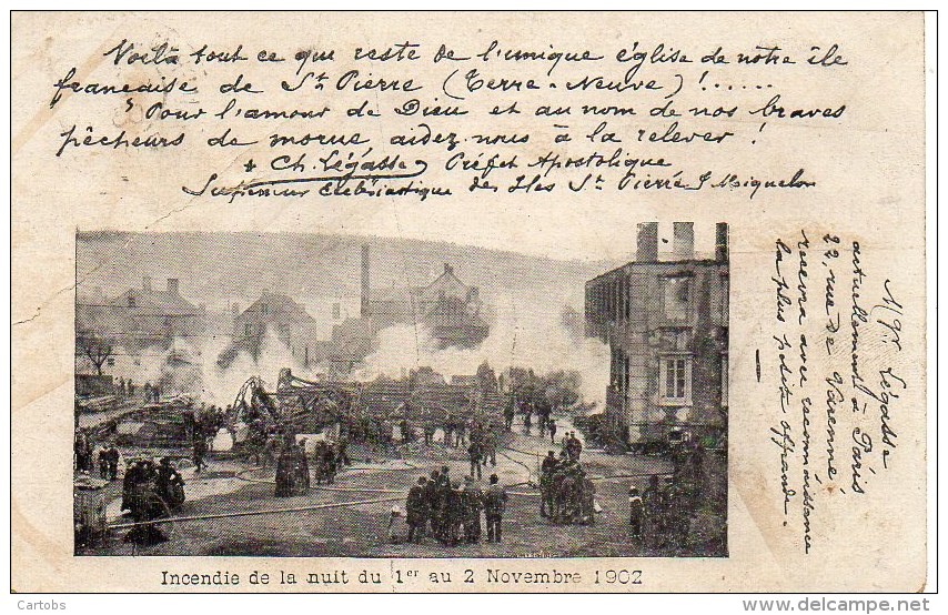 TERRE-NEUVE   St-Pierre Incendie De La Nuit Du 1 Au 2 Novembre 1902 - Saint-Pierre-et-Miquelon