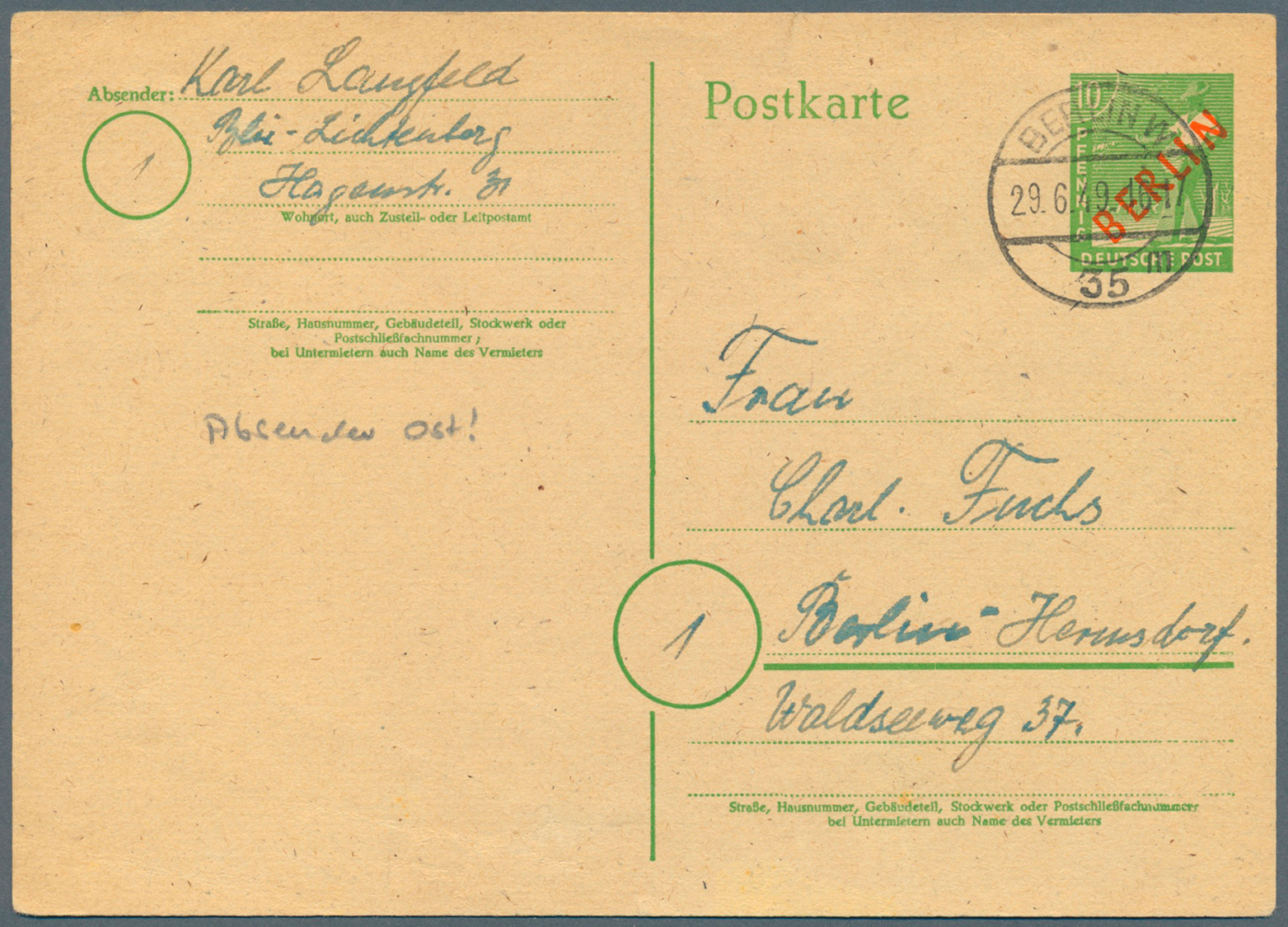 GA Berlin - Ganzsachen: 1948/1959. Sammlung Von 33 Postkarten Und Luftpostfaltbriefen, Gebraucht Oder U - Sonstige & Ohne Zuordnung