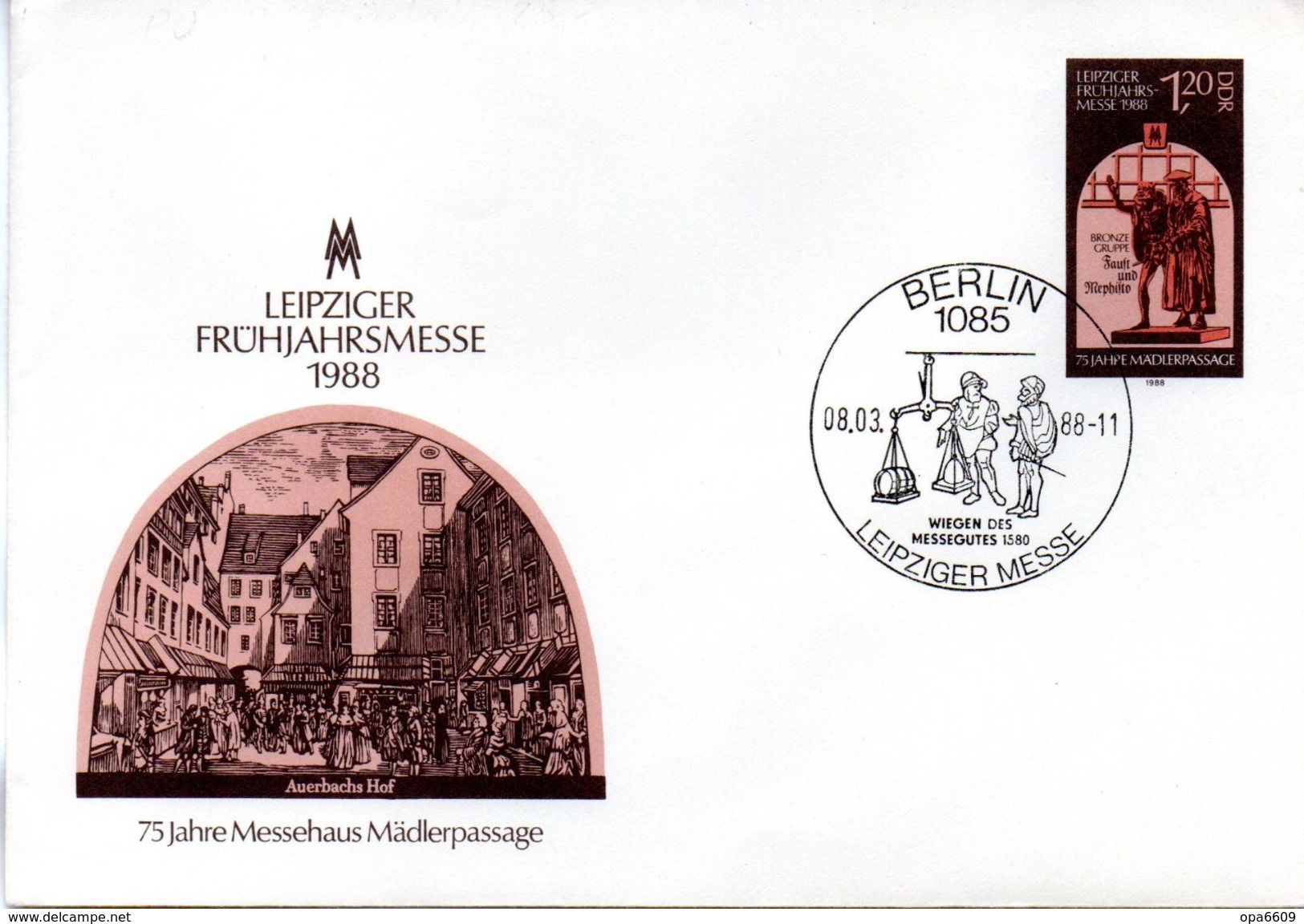 DDR Amtl. GZS-Umschlag U 8  1,20(M) Mehrfarbig "Leipziger Frühjahrsmesse 1988" ESSt 8.3.88 BERLIN - Briefomslagen - Gebruikt