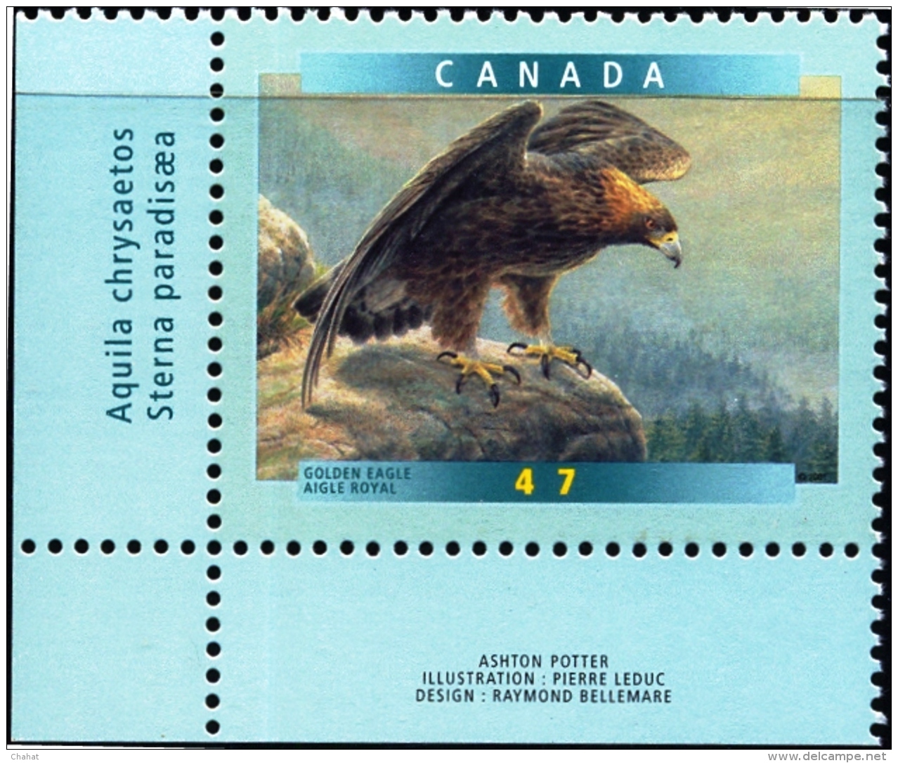 BIRDS OF PREY-GOLDEN EAGLE -CANADA-VARIETIES-ERROR-MNH-J4-06 - Aigles & Rapaces Diurnes