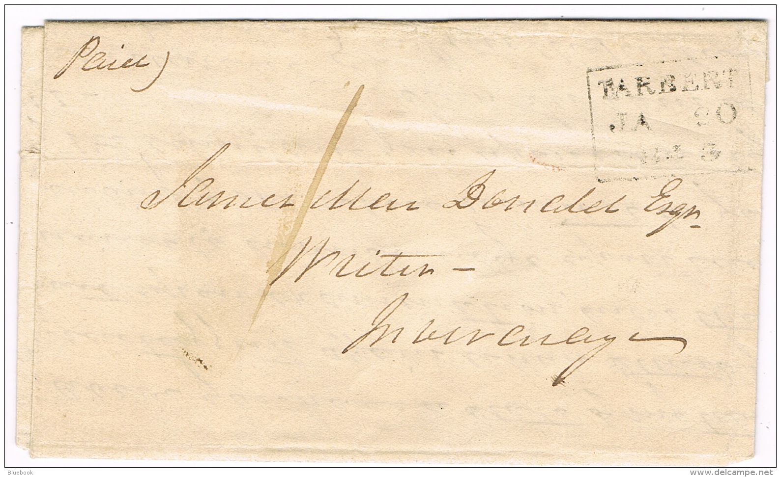 RB 1170 -  1843 Cover Tarbert Loch Lomond Scotland 1d Paid - Letter Of Expenses Claimed - Lettres & Documents