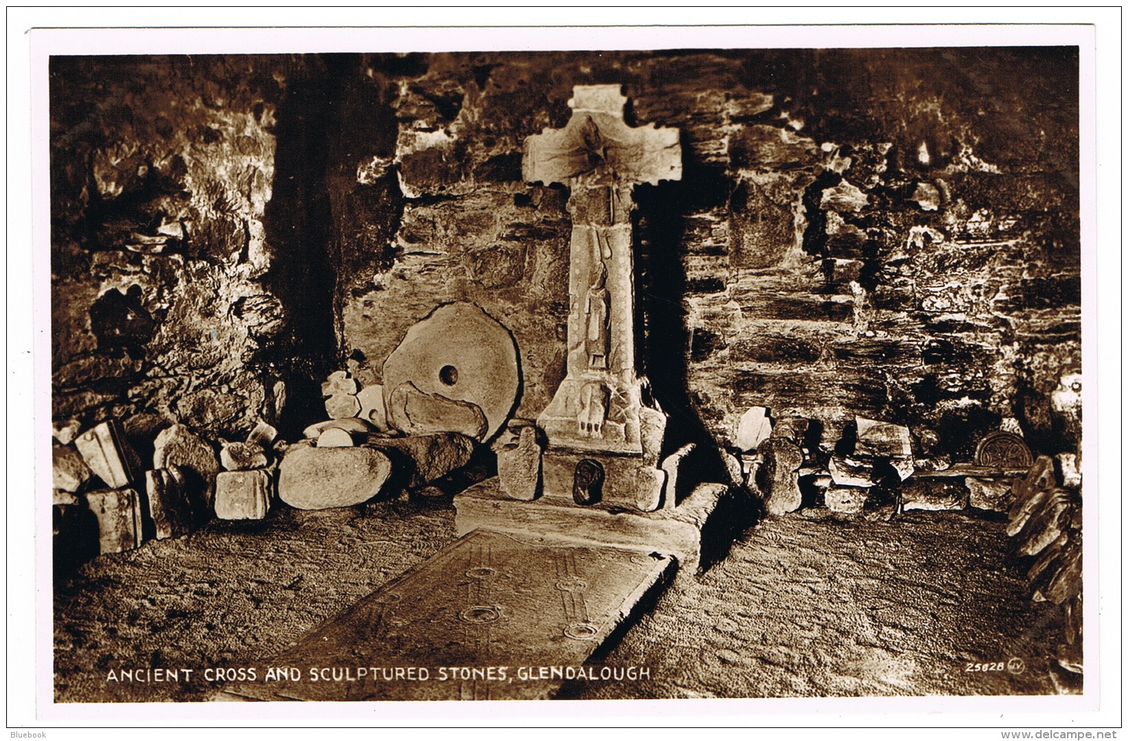RB 1170 -  Real Photo Postcard - Ancient Cross &amp; Sculptured Stones Glendalough Wicklow Ireland - Wicklow