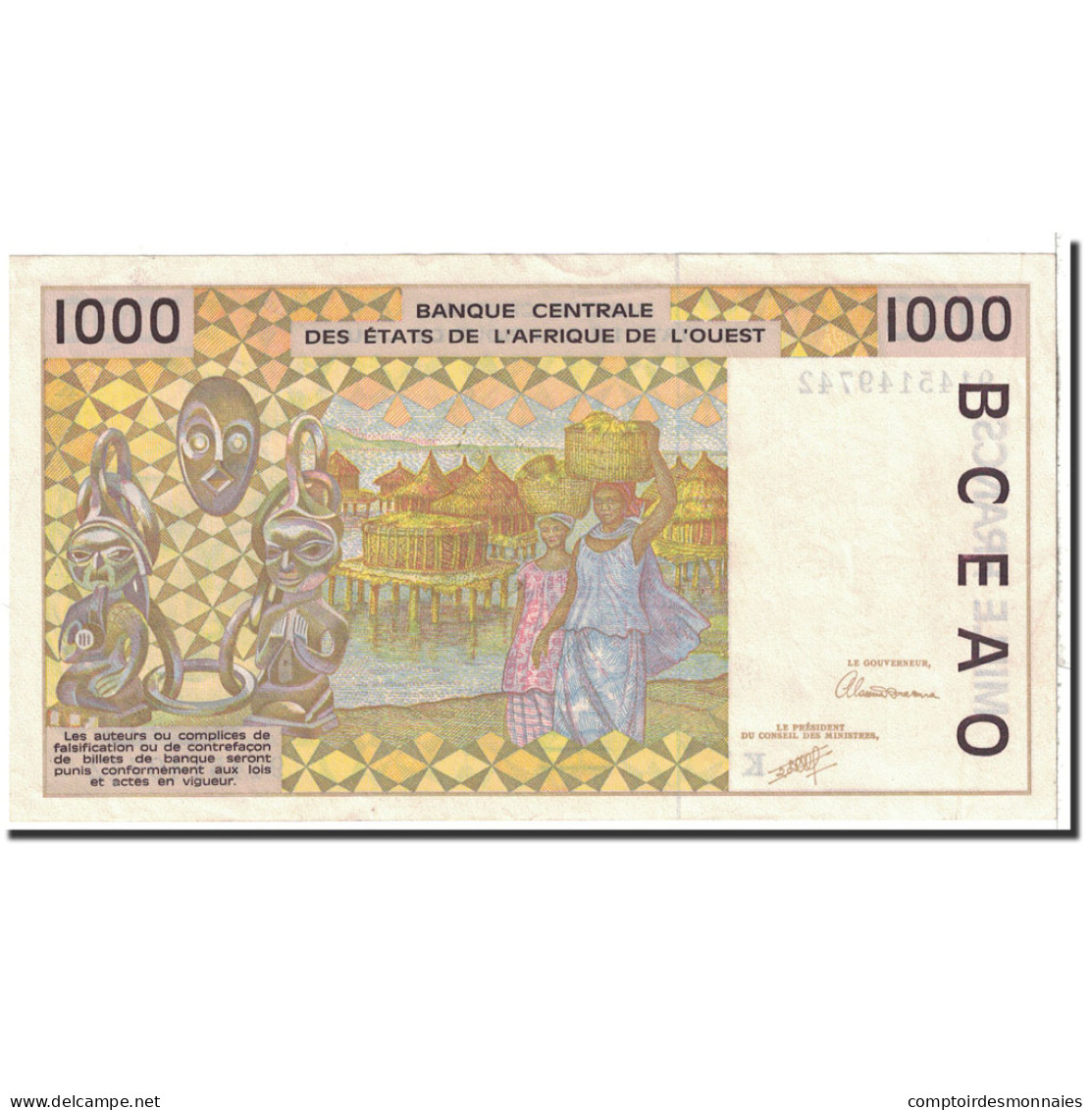 Billet, West African States, 1000 Francs, 1991, Undated, KM:711Ka, SUP - West-Afrikaanse Staten