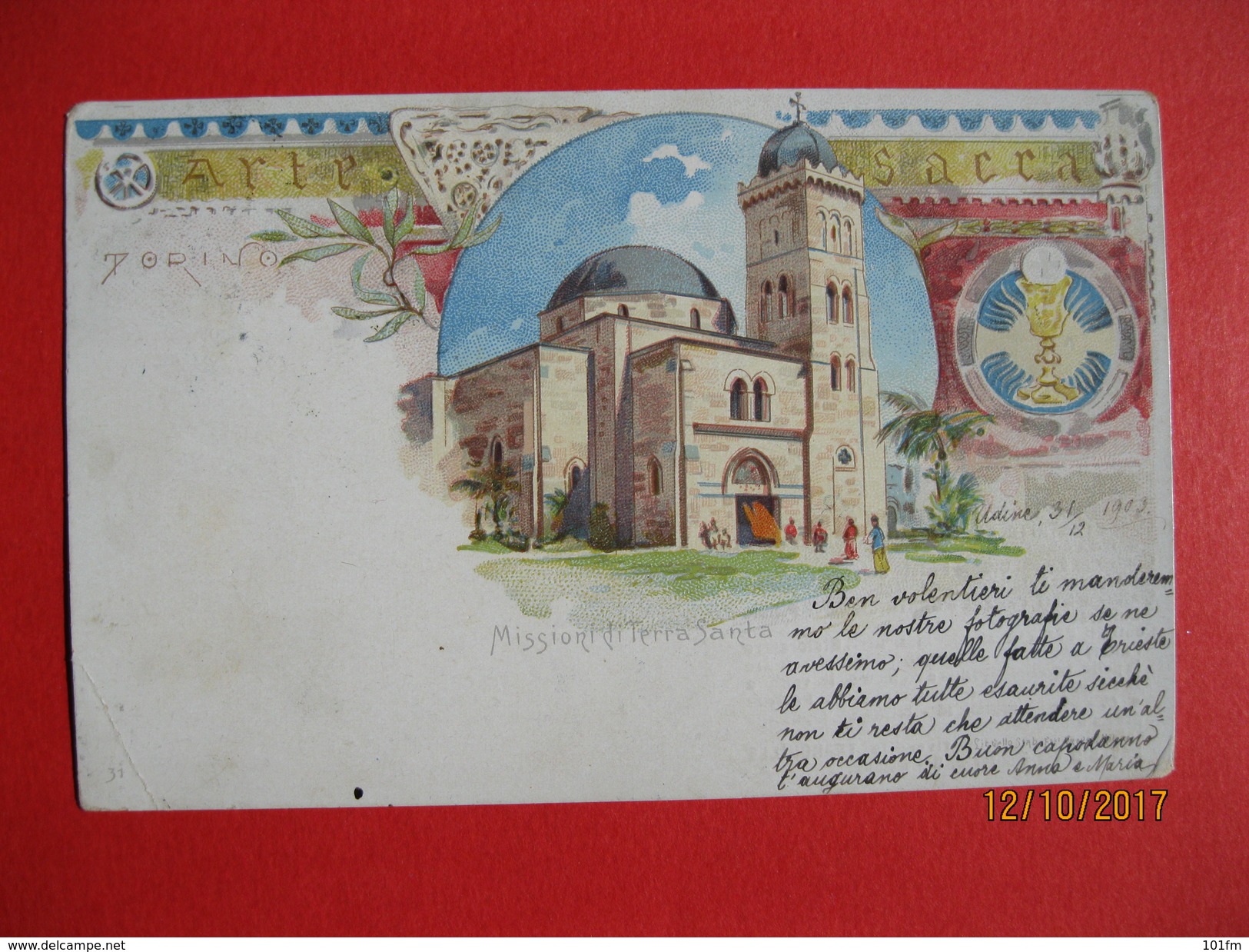 TORINO - ARTE SACRA, MISSIONI DI TERRA SANTA, VIAGGIATA 1902 - Kirchen