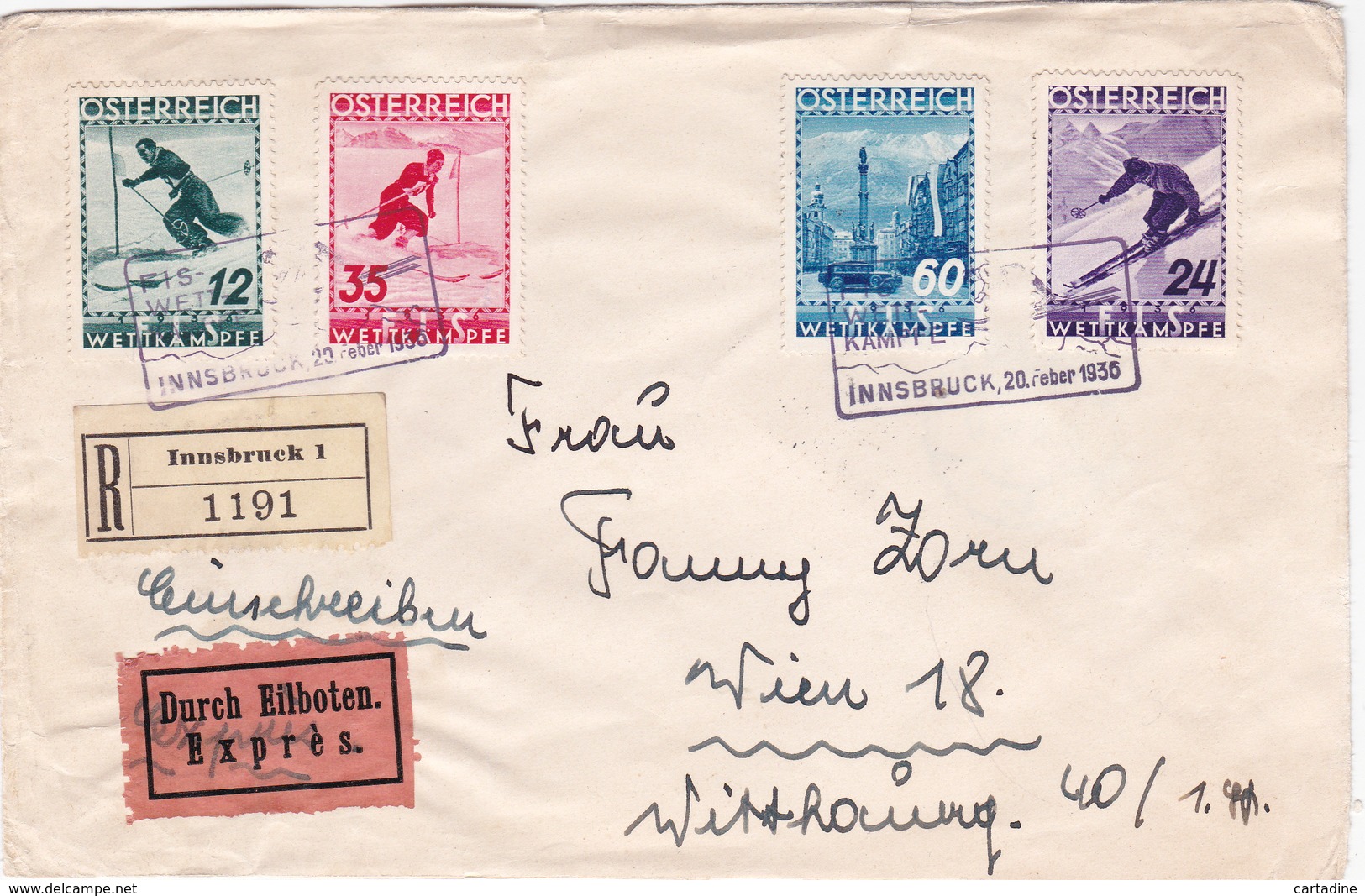 Autriche/ Österreich - Lettre Avec 4 Timbres N° 477/80 - Recommandé/Innsbruck - Durch Eilboten Exprès - 1936 - Lettres & Documents