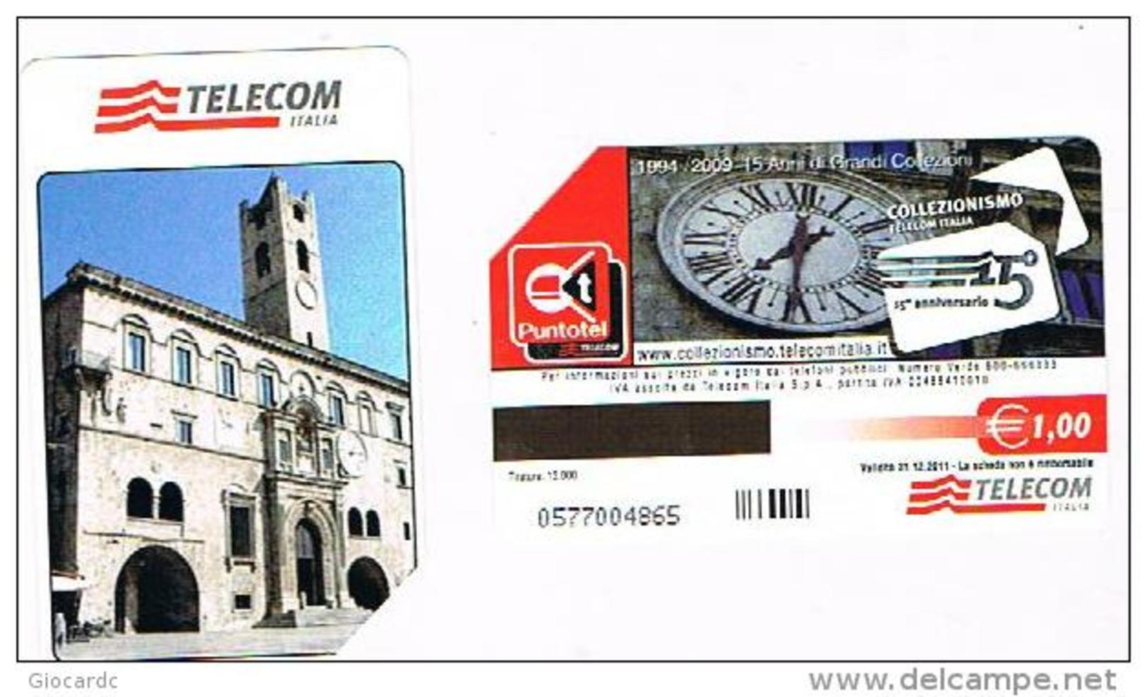 TELECOM ITALIA  - C.& C  F4674 -  15 ANNI DI GRANDI COLLEZIONI: MARCHE (ASCOLI PICENO)      -    USATA - Pubbliche Speciali O Commemorative