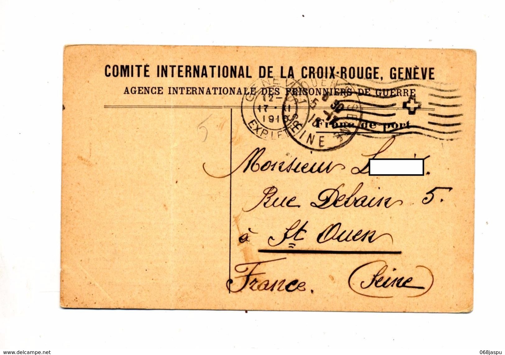 Carte Comite Croix-rouge Geneve Flamme + Saint Ouen  Liste Camp Prisonnier Heilsberg - Rollen