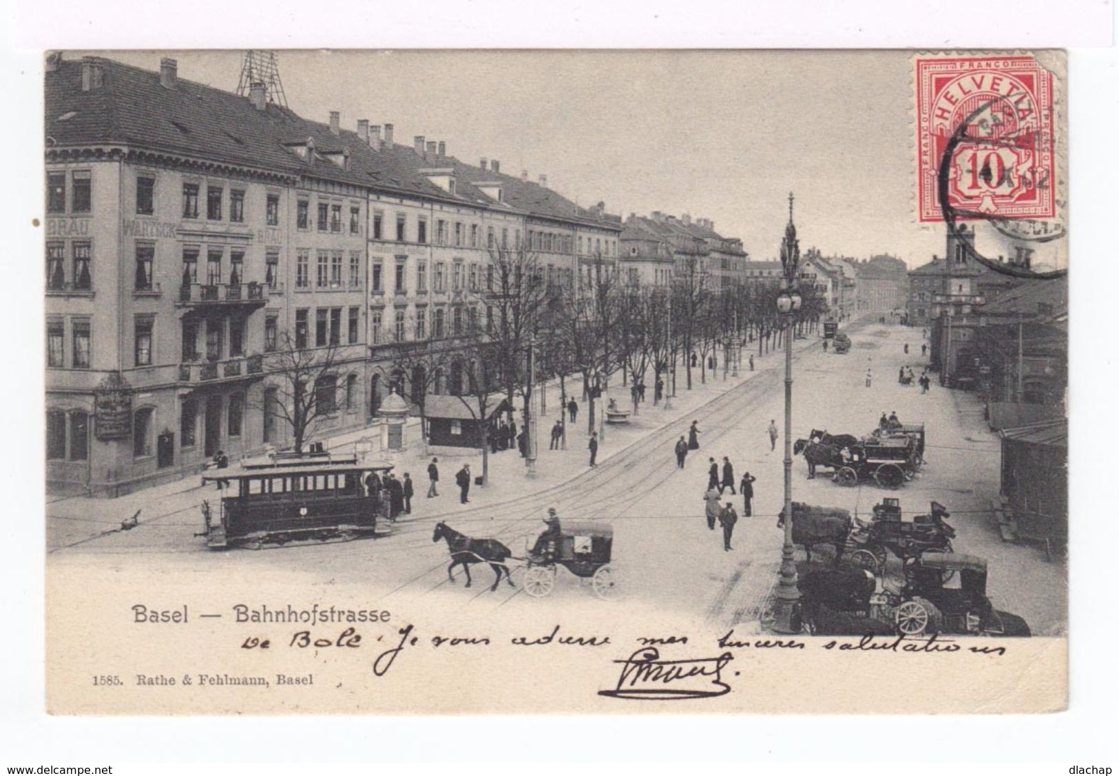 Basel. Bâle. Bahnhofstrasse. Avec Voitures à Chevaux, Tram. (1935r) - Bâle