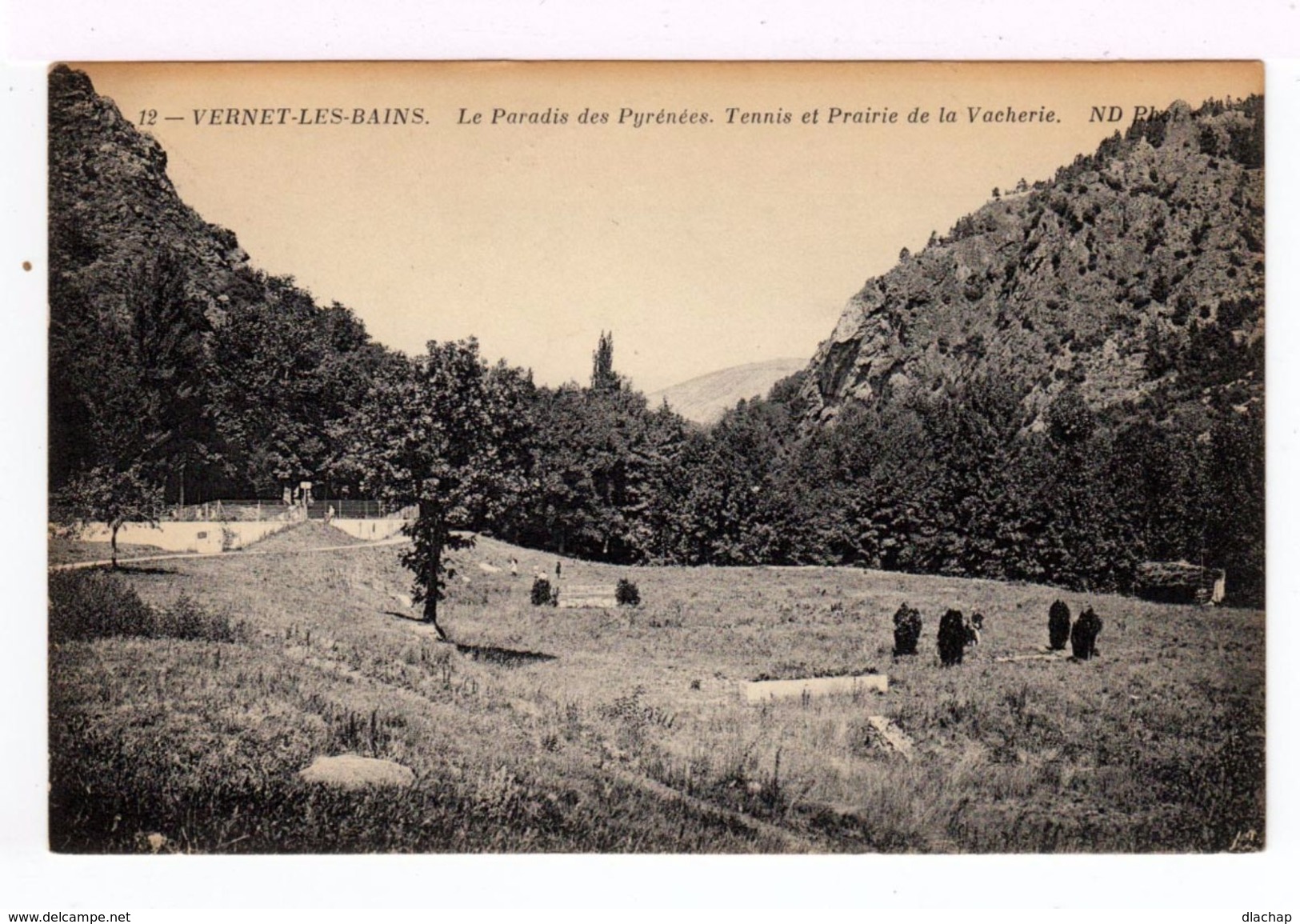 Vernet Les Bains. Le Paradis Des Pyrénées. Tennis Et Prairie De La Vacherie. (1937r) - Autres & Non Classés