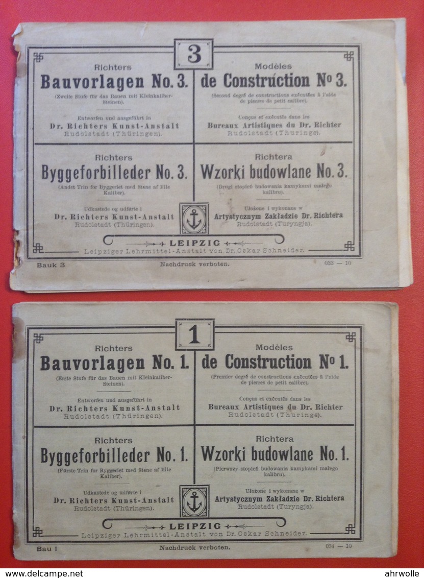 Bauvorlagen Richters Kunst Anstalt Rudolstadt Thüringen Ca. 1900 Leipzig 2 Bauvorlagen Für Steinbaukästen - Deutschland