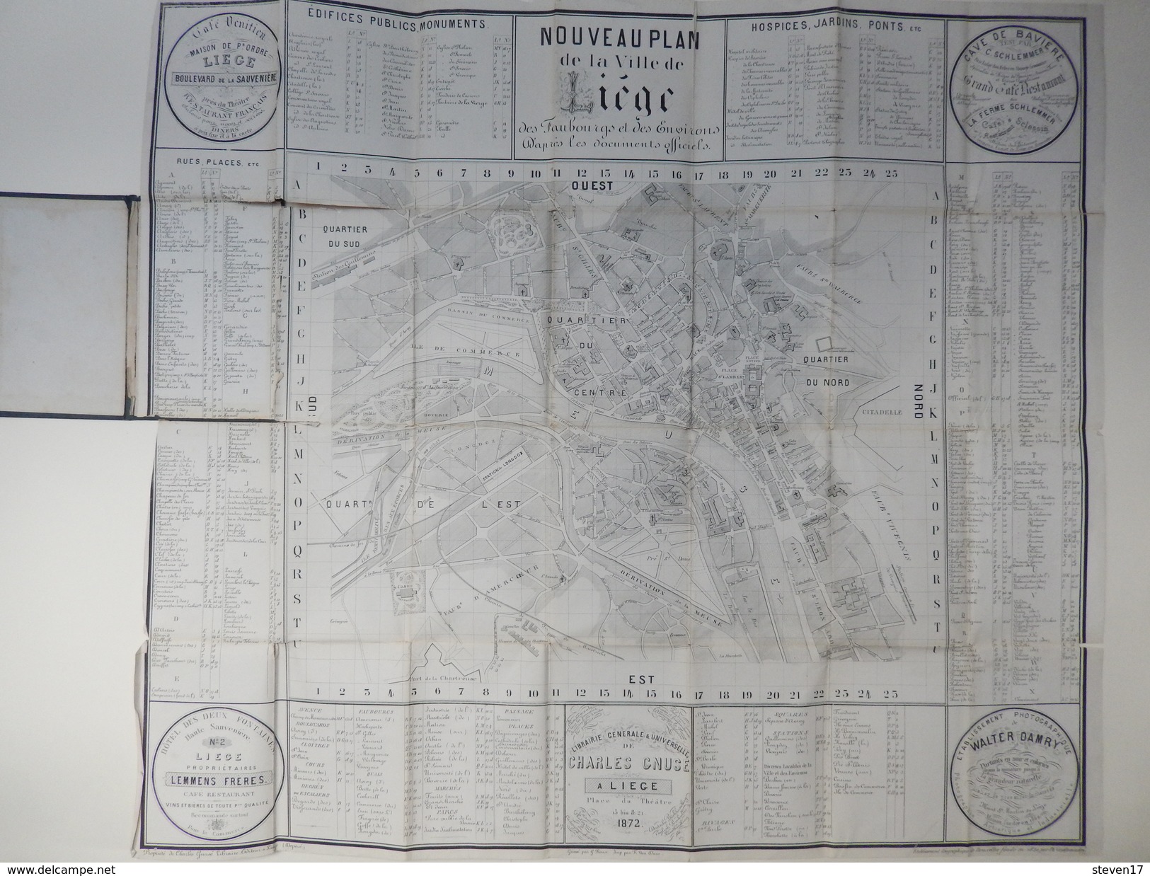 PLAN DE LA VILLE DE LIÈGE DES FAUBOURGS ET DES ENVIRONS 1872 - Charles Gnuse - Autres & Non Classés