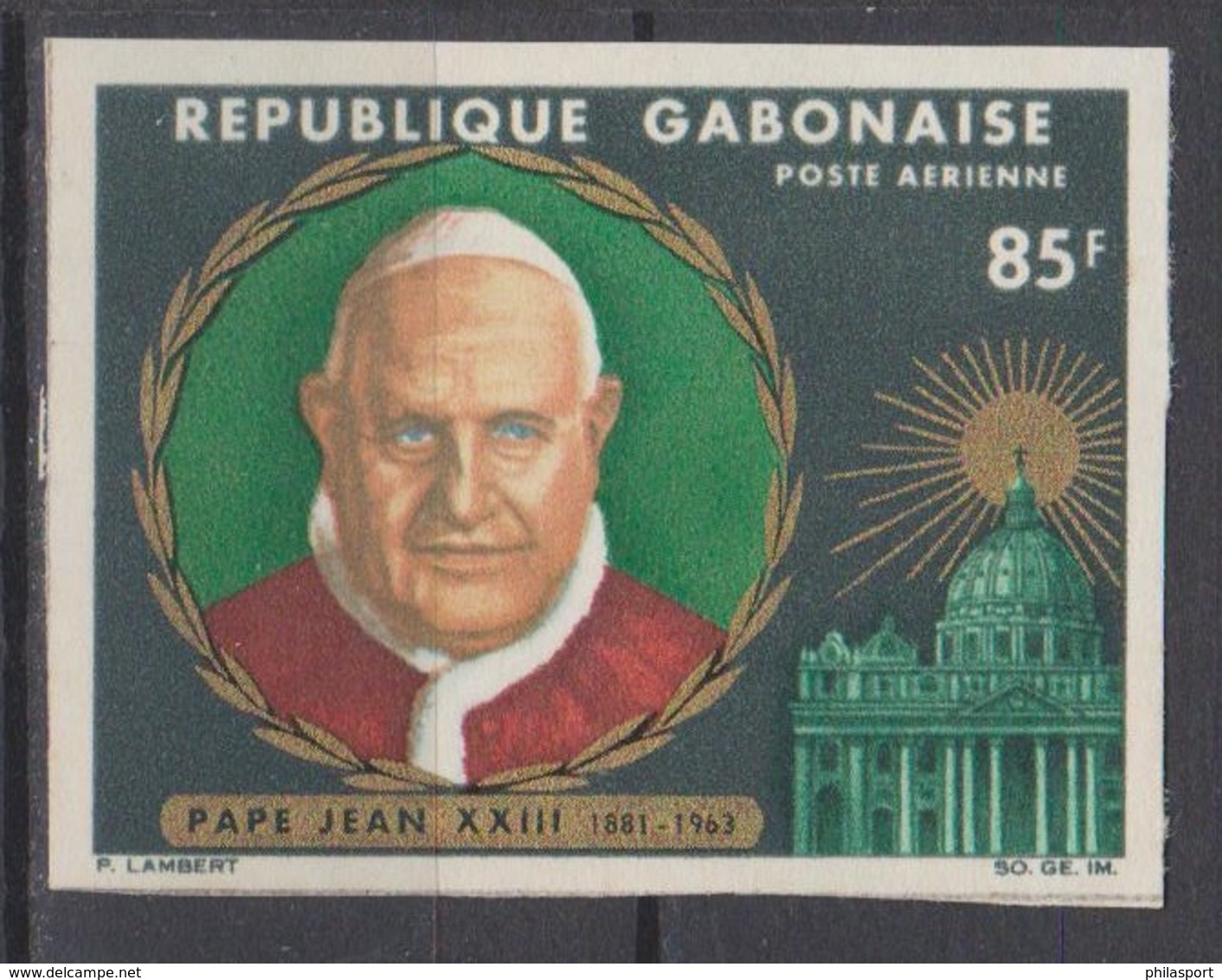Gabon 1965  PA42  Pape Pope Jean XXIII Imperf  ** MNH - Gabon