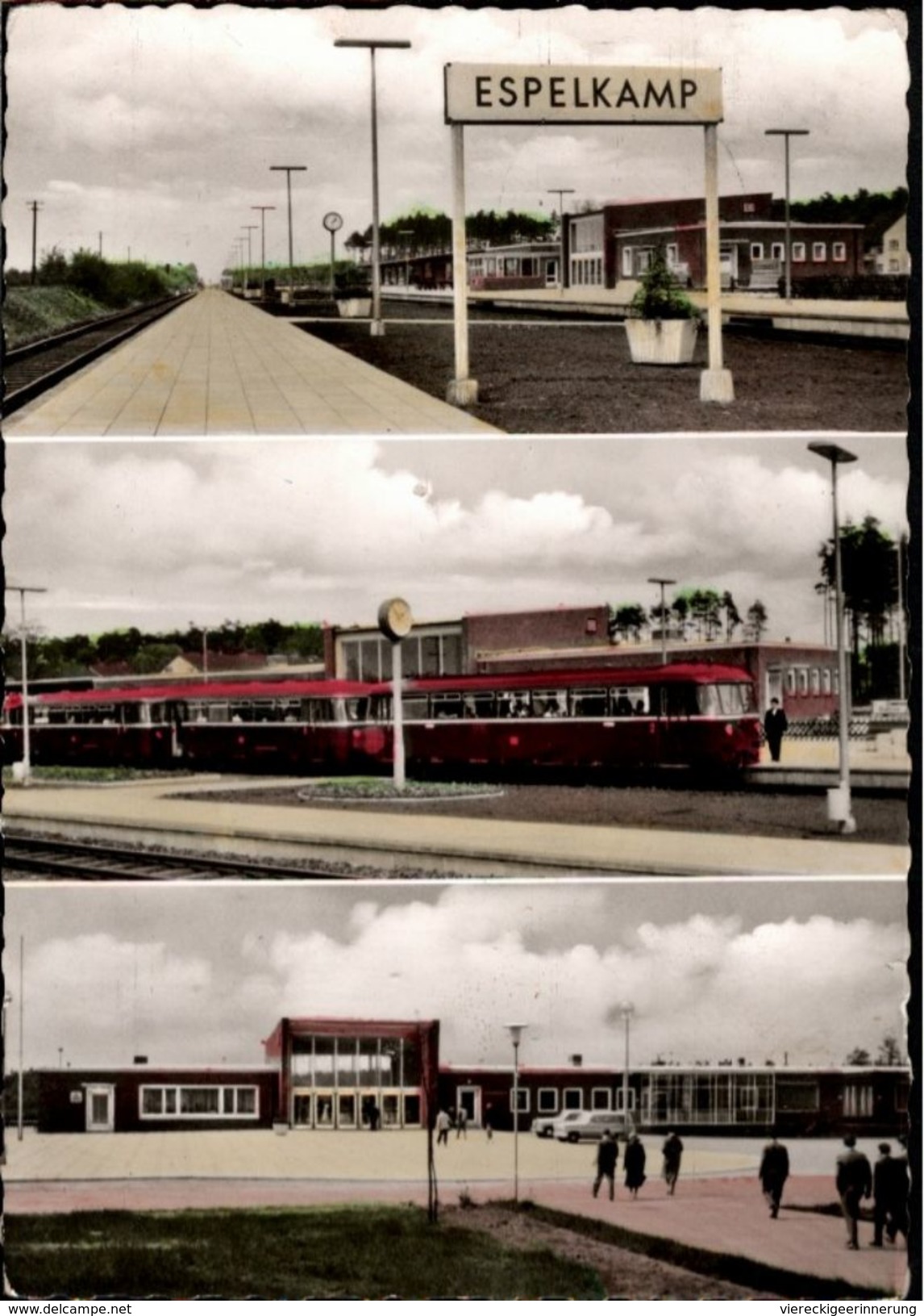 ! 1962 Ansichtskarte Bahnhof, Espelkamp, Eisenbahn, Schienenbus, NRW - Bahnhöfe Mit Zügen