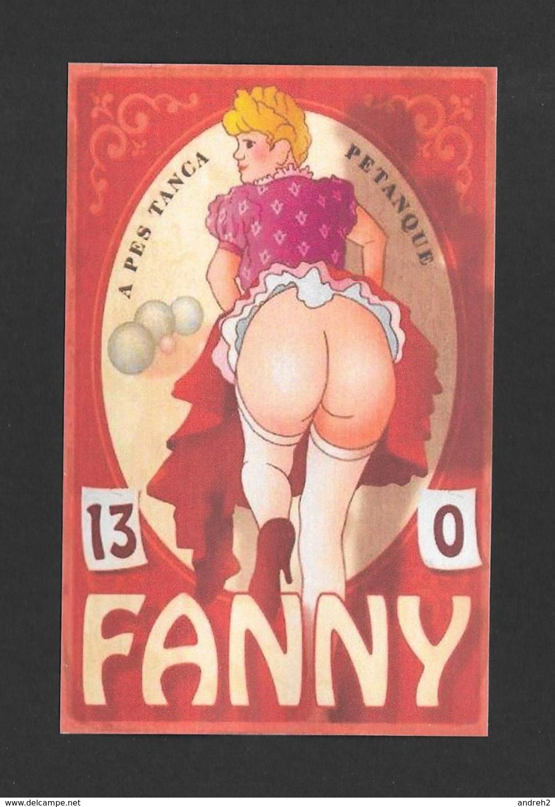 PUBLICITÉ - AFFICHE SUR LA PETANQUE - A PES TANGA - PETANQUE 13-0 AVEC FANNY JOLIES FESSES - Publicité