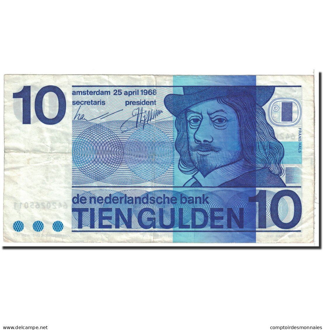 Billet, Pays-Bas, 10 Gulden, 1968, 1968-04-25, KM:91b, TTB - 10 Gulden